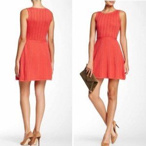NWT {Trina Turk} Coral Cotton Knit Pointelle Dress